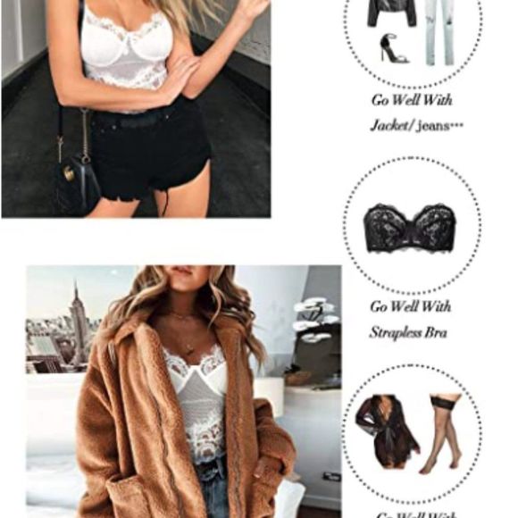 Women One Piece Bodysuit V-Neck Floral Lace Babydoll Sexy Lingerie - Picture 4 of 6